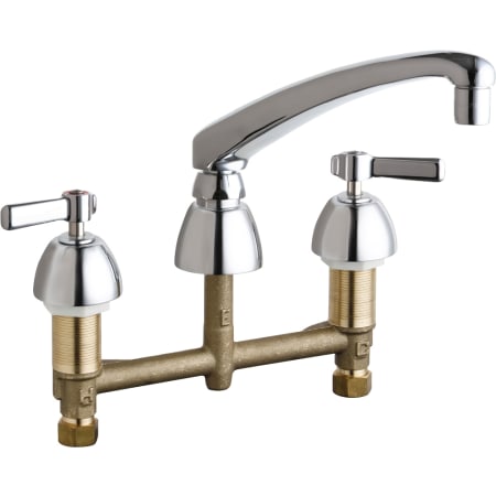 Chicago Faucets Commercial Grade Kitchen Faucet with Lever Handles - 8" Faucet Centers Chrome