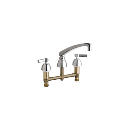 Chicago Faucets Commercial Grade Kitchen Faucet with Lever Handles - 8" Faucet Centers Chrome
