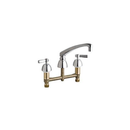 Chicago Faucets Commercial Grade Widespread Low-Arch Kitchen Faucet with Lever Handle - 8" Centers Chrome