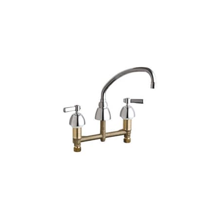 Chicago Faucets Commercial Grade Low Arch Kitchen Faucet with Lever Handles - 8" Faucet Centers Chrome