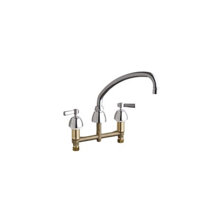 Chicago Faucets Commercial Grade Low Arch Kitchen Faucet with Lever Handles - 8" Faucet Centers (Eco-Friendly Flow Rate) Chrome