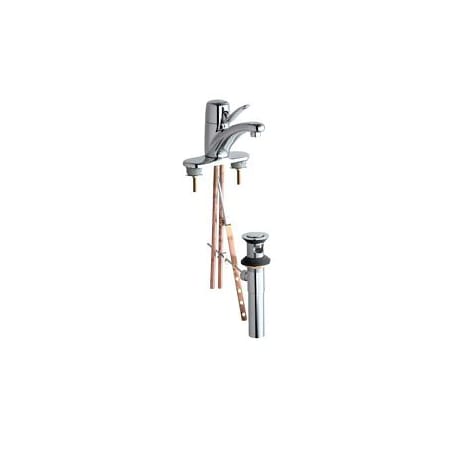 Chicago Faucets Centerset Bathroom Faucet with 4" Faucet Centers and Lever Handle - Drain Assembly Included Chrome
