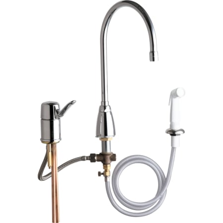 Chicago Faucets Commercial Grade High Arch Kitchen Faucet with Detached Lever Handle and Side Spray Chrome