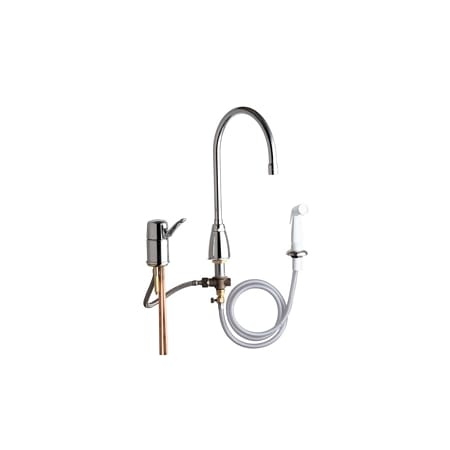 Chicago Faucets Commercial Grade High Arch Kitchen Faucet with Detached Lever Handle and Side Spray (Eco-Friendly Flow Rate) Chrome