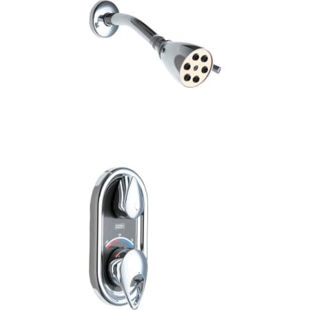 Chicago Faucets 2.5 GPM Shower Package with Tear-Drop Handles and Thermostatic Valve - Single Function Shower Head Chrome