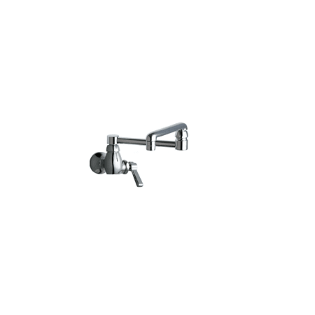 Chicago Faucets Wall Mounted Utility Faucet with Lever Handle and 12-7/8" Full-Flow Swing Spout Chrome