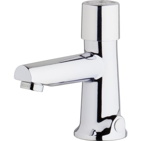 Chicago Faucets Single Supply Hot / Cold Water Basin Faucet with Self Closing Button Handle - Single Hole Installation Chrome