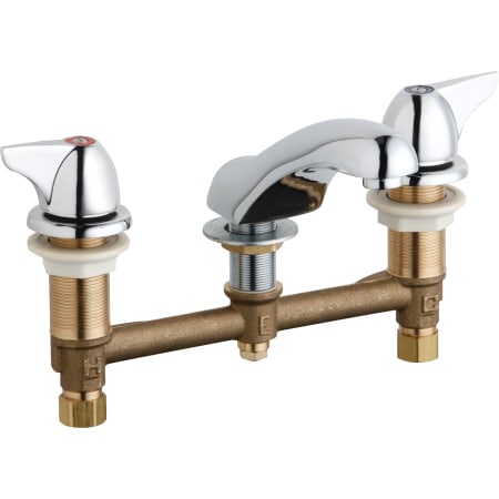 Chicago Faucets Widespread Bathroom Faucet with 8" Faucet Centers and Lever Handles Chrome