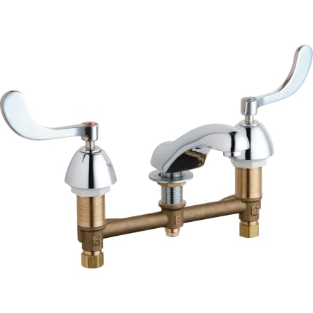 Chicago Faucets Widespread Bathroom Faucet with 8" Faucet Centers and Wrist Blade Handles Chrome