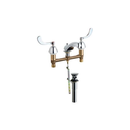 Chicago Faucets Widespread Bathroom Faucet with 8" Faucet Centers and Wrist Blade Handles - Drain Assembly Included Chrome