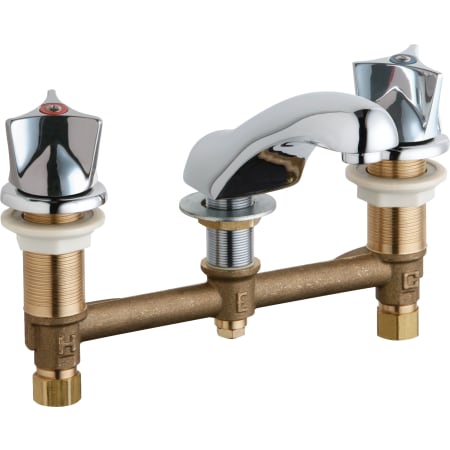 Chicago Faucets Widespread Bathroom Faucet with 8" Faucet Centers and Lever Handles Chrome