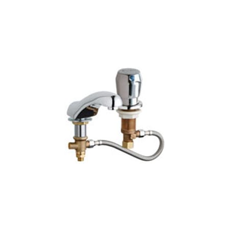 Chicago Faucets Widespread Bathroom Faucet with Adjustable Faucet Centers and Push Button Handle Chrome