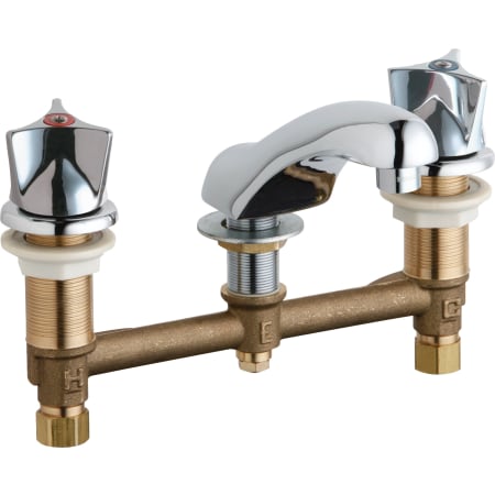 Chicago Faucets Widespread Bathroom Faucet with 8" Faucet Centers and Lever Handles Chrome