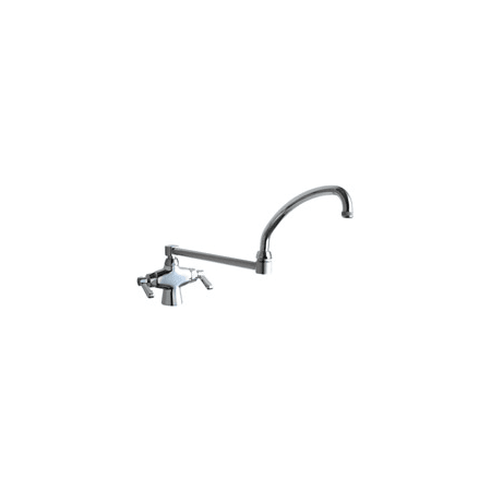Chicago Faucets Deck Mounted Utility Faucet with Lever Handles and 21-1/4" Full-Flow Swing Spout Chrome