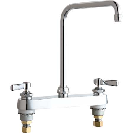 Chicago Faucets Commercial Grade High Arch Kitchen Faucet with Lever Handles - 8" Faucet Centers Chrome