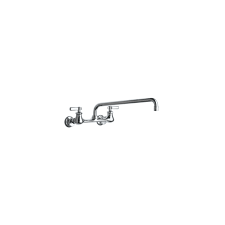 Chicago Faucets Wall Mounted Utility Faucet with Lever Handles and 14" Full-Flow Swing Spout Chrome
