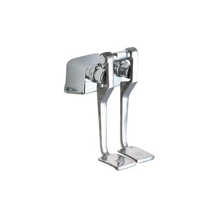 Chicago Faucets Combination Pedal Box with Two Long Pedals and NAIAD Self Closing Cartridges Rough Chrome