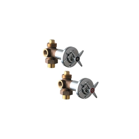 Chicago Faucets Concealed Bypass Valve with Metal Cross Handles Chrome
