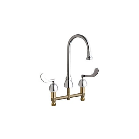 Chicago Faucets Commercial Grade High Arch Kitchen Faucet with Wrist Blade Handles - 8" Faucet Centers (Eco-Friendly Flow Rate) Chrome