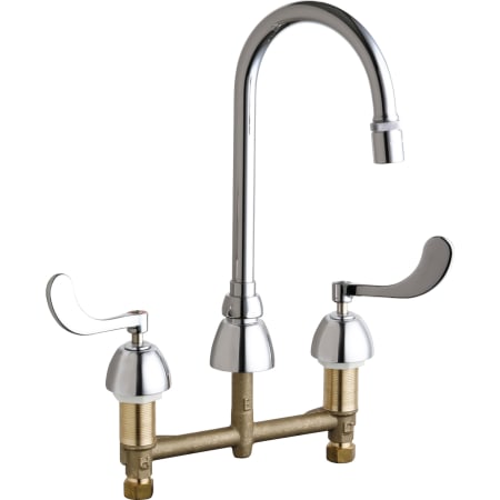 Chicago Faucets Commercial Grade High Arch Kitchen Faucet with Wrist Blade Handles - 8" Faucet Centers Chrome