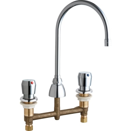 Chicago Faucets Commercial Grade High Arch Kitchen Faucet with Knob Handles - 8" Faucet Centers Chrome