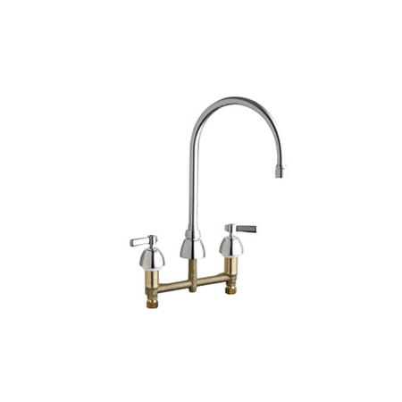 Chicago Faucets Commercial Grade High Arch Kitchen Faucet with Lever Handles - 8" Faucet Centers Chrome