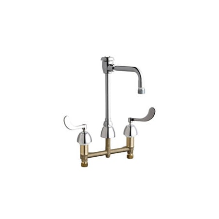 Chicago Faucets Deck Mounted 8" Centerset Lab Faucet with Rigid/Swing Vacuum Breaker Spout and Wrist Blade Handles Chrome