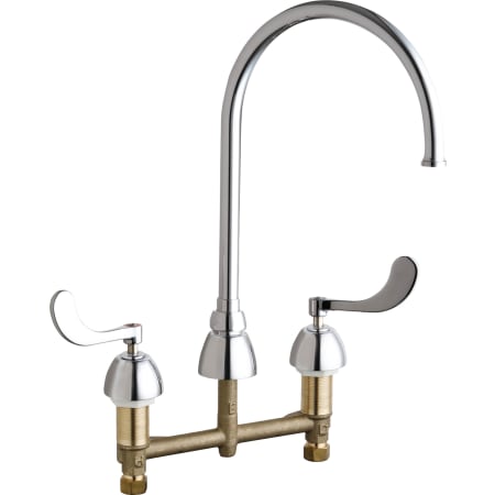 Chicago Faucets Commercial Grade High Arch Kitchen Faucet with Wrist Blade Handles - 8" Faucet Centers Chrome