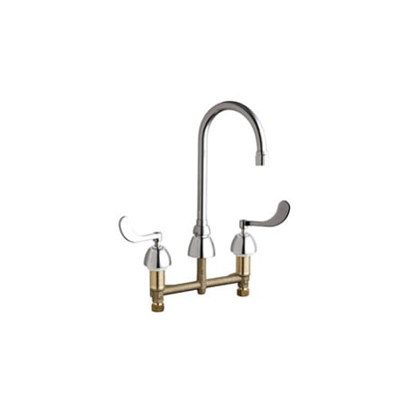 Chicago Faucets Commercial Grade High Arch Kitchen Faucet with Wrist Blade Handles - 8" Faucet Centers Chrome