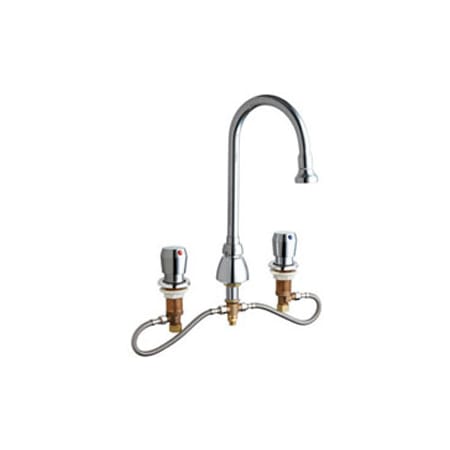 Chicago Faucets Commercial Grade High Arch Kitchen Faucet with Push Knob Handles - 8" Faucet Centers (Eco-Friendly Flow Rate) Chrome