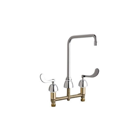 Chicago Faucets Commercial Grade High Arch Kitchen Faucet with Wrist Blade Handles - 8" Faucet Centers Chrome