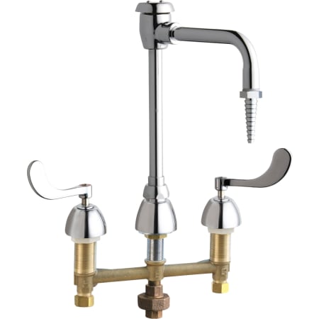 Chicago Faucets Deck Mounted 8" Centerset Lab Faucet with Rigid/Swing Vacuum Breaker Spout and Wrist Blade Handles Chrome