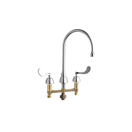 Chicago Faucets Commercial Grade High Arch Kitchen Faucet with Wrist Blade Handles - 8" Faucet Centers Chrome