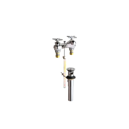 Chicago Faucets Centerset Bathroom Faucet with 4" Faucet Centers and Cross Handles - Drain Assembly Included Chrome