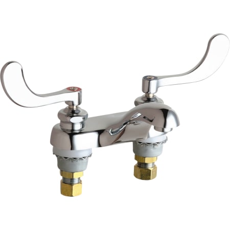 Chicago Faucets Centerset Bathroom Faucet with 4" Faucet Centers and Wrist Blade Handles Chrome