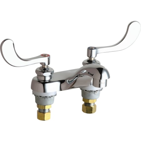 Chicago Faucets Centerset Bathroom Faucet with 4" Faucet Centers and Wrist Blade Handles Chrome