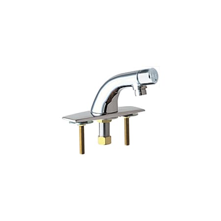 Chicago Faucets Single Supply Hot / Cold Water Basin Faucet with Self Closing Button Handle - 4" Centerset Installation Chrome
