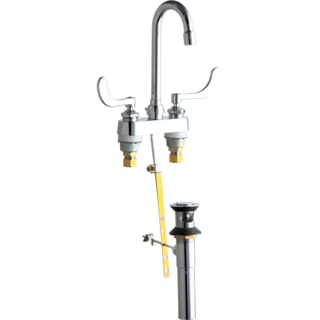 Chicago Faucets Centerset Bathroom Faucet with 4" Faucet Centers and Wrist Blade Handles Chrome