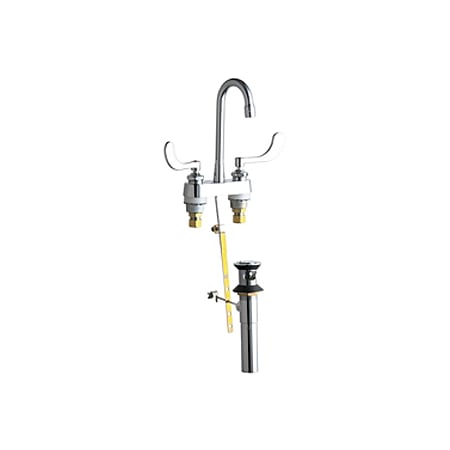 Chicago Faucets Centerset Bathroom Faucet with 4" Faucet Centers and Wrist Blade Handles - Drain Assembly Included Chrome
