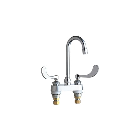 Chicago Faucets Commercial Grade Centerset Bathroom Faucet with Wrist Blade Handles - 4" Faucet Centers Chrome