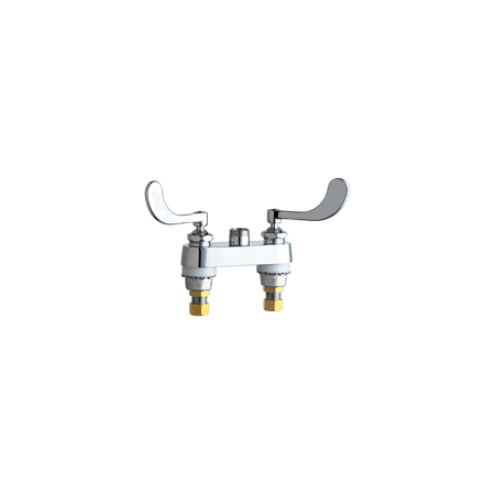 Chicago Faucets Commercial Grade Centerset Bathroom Faucet with Wrist Blade Handles - 4" Faucet Centers Chrome