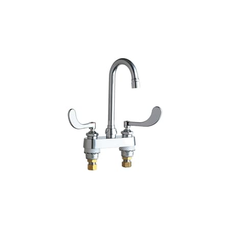 Chicago Faucets Commercial Grade Centerset Bathroom Faucet with Wrist Blade Handles - 4" Faucet Centers Chrome