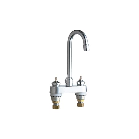 Chicago Faucets Commercial Grade Centerset Bathroom Faucet with High Arch Spout - Less Handles Chrome