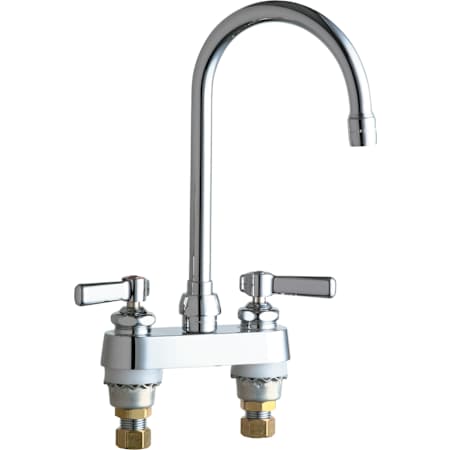 Chicago Faucets Commercial Grade Centerset Kitchen Faucet with Lever Handles - 4" Faucet Centers Chrome