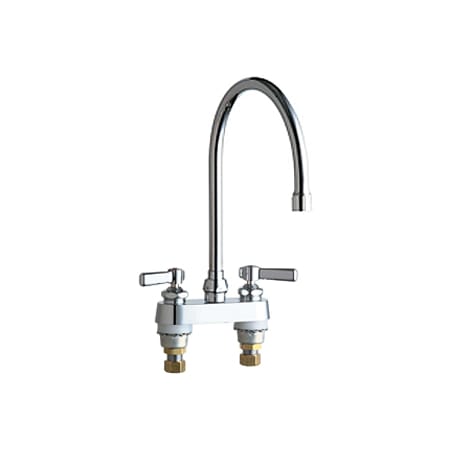 Chicago Faucets Commercial Grade Centerset Kitchen Faucet with Lever Handles - 4" Faucet Centers Chrome