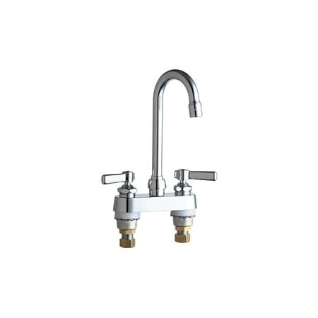 Chicago Faucets Commercial Grade Centerset Bathroom Faucet with High Arch Spout and Lever Handles Chrome