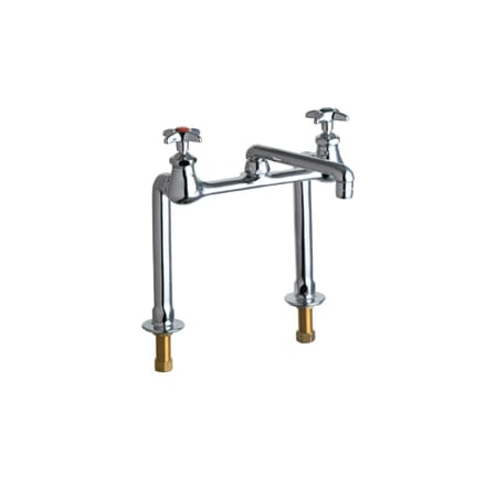 Chicago Faucets Deck Mounted Utility / Service Faucet with Cross Handles - Commercial Grade Chrome