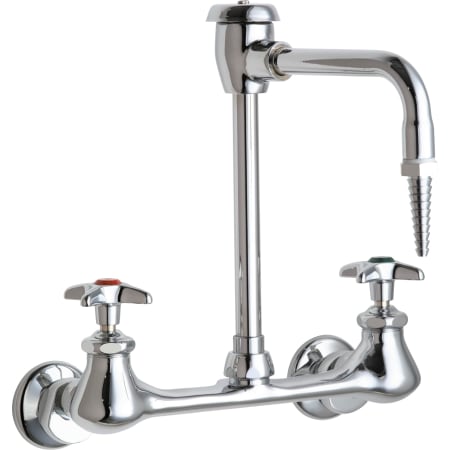 Chicago Faucets Wall Mounted Lab Faucet with Cross Handles and High Arch Vacuum Breaker Spout Chrome