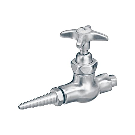Chicago Faucets Wall Mounted Laboratory Distilled Water Faucet with Removable Serrated Nozzle Outlet and Metal Cross Handle Chrome/Tin Plated