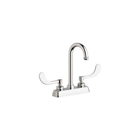 Chicago Faucets Commercial Grade Centerset Bathroom Faucet with Wrist Blade Handles - 4" Faucet Centers Chrome